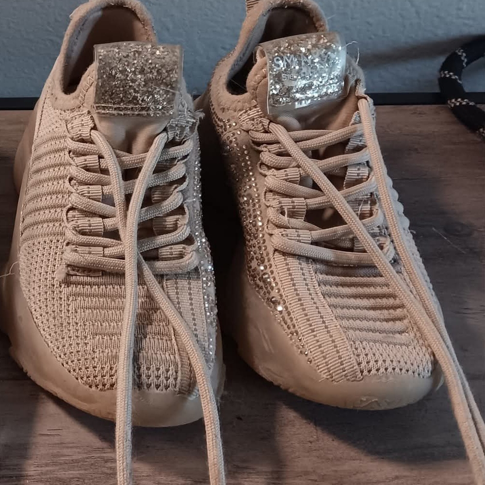 Steve Madden Beige Kids Sneakers with Glitter